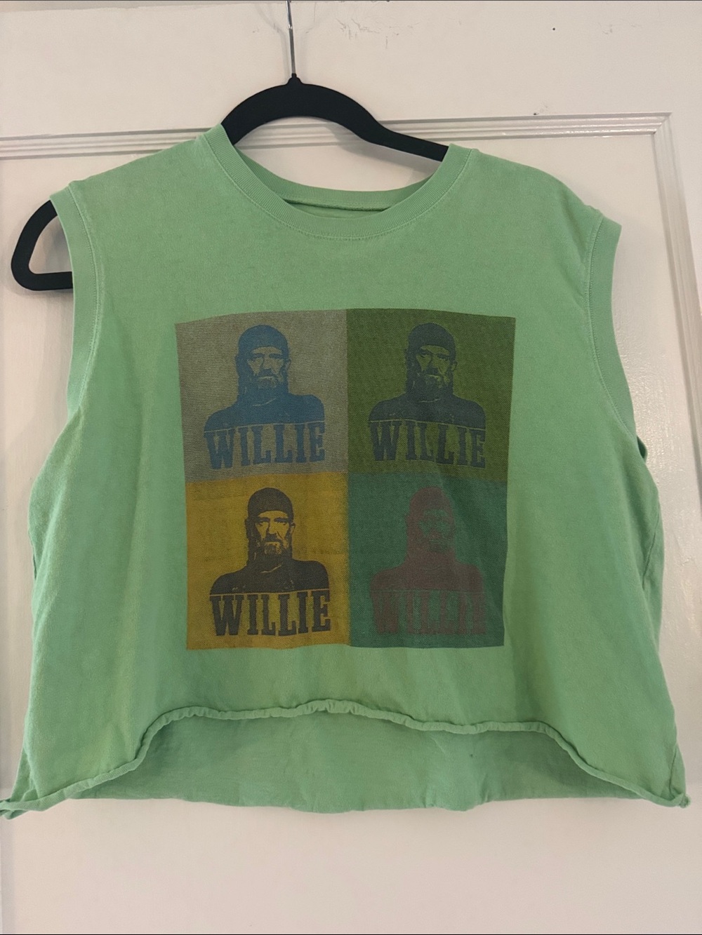 Willie Graphic Crop Tank Top in Mint Green